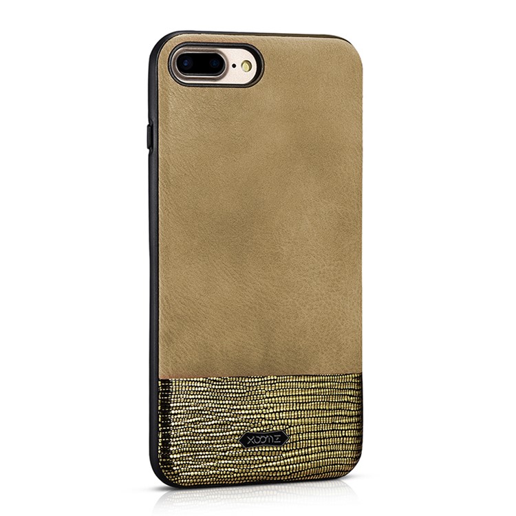XOOMZ Costurou Textura De Seda Em Relevo PU Couro Revestido TPU Shell Para Iphone 7 Plus 5.5 - Ouro-1