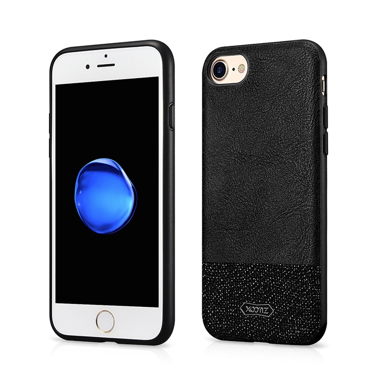 XOOMZ Glitter PU Leather Back Casing for iPhone 7 - Black-1