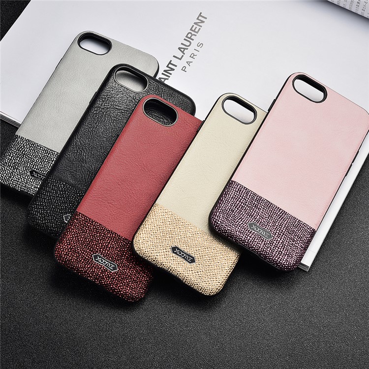 XOOMZ Glitter PU Leather Back Casing for iPhone 7 - Black-3
