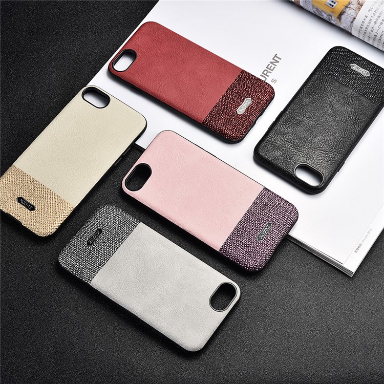 XOOMZ Glitter PU Leather Back Casing for iPhone 7 - Black-4
