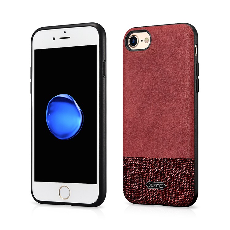 XOOMZ Glitter PU Leather Shell for iPhone 8 / 7 4.7 inch - Red-1