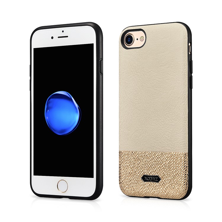 XOOMZ Glitter PU Leather Cell Phone Shell for iPhone 8 / 7 4.7 inch - Gold-1