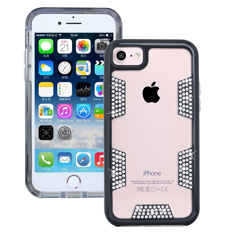

Diamond Decorated Shock Proof Protective TPU + PC Case for iPhone 8 / iPhone 7 4.7 inch - Black, iPhone 8