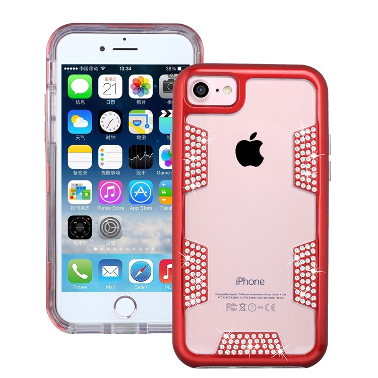 

Diamond Decorated Shock Proof Protective TPU + PC Shell for iPhone 8 / iPhone 7 4.7 inch - Red, iPhone 8