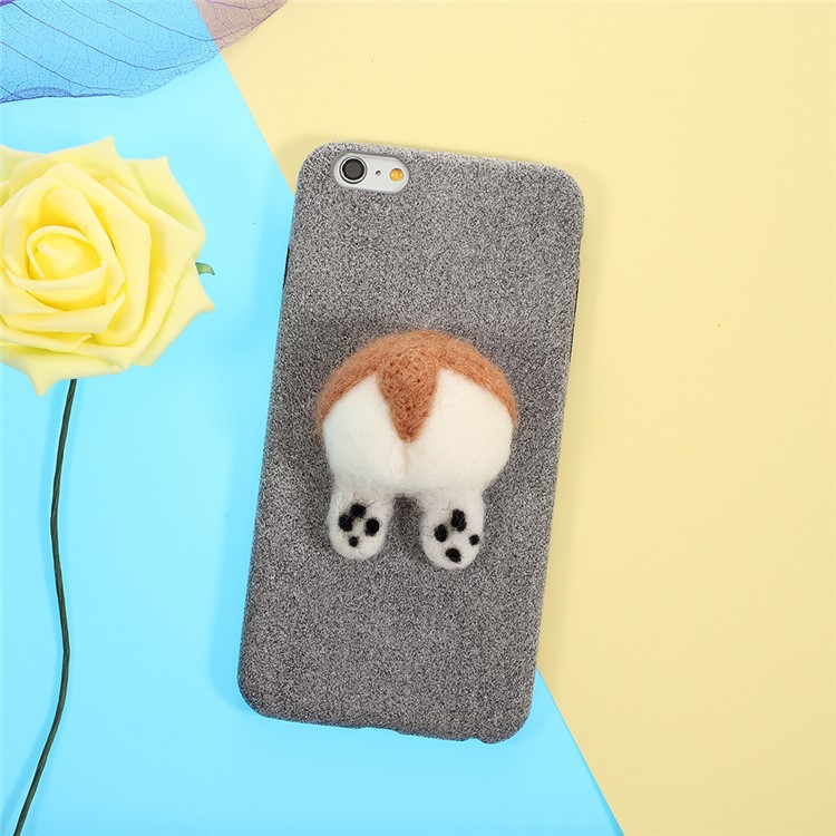 3D Dog's Tail Microfiber Coated Hard Back Case for iPhone 6s Plus / 6 Plus - Grey-1