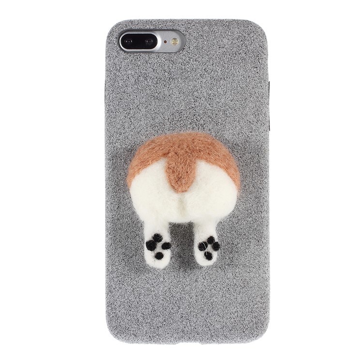 3D Dog's Tail Microfiber Coated Hard Plastic Case for iPhone 7 Plus - Grey-2