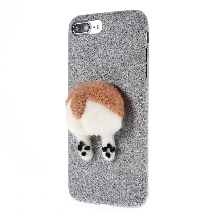 3D Dog's Tail Microfiber Coated Hard Plastic Case for iPhone 7 Plus - Grey-4