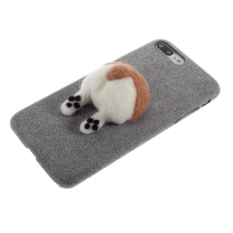 3D Dog's Tail Microfiber Coated Hard Plastic Case for iPhone 7 Plus - Grey-5