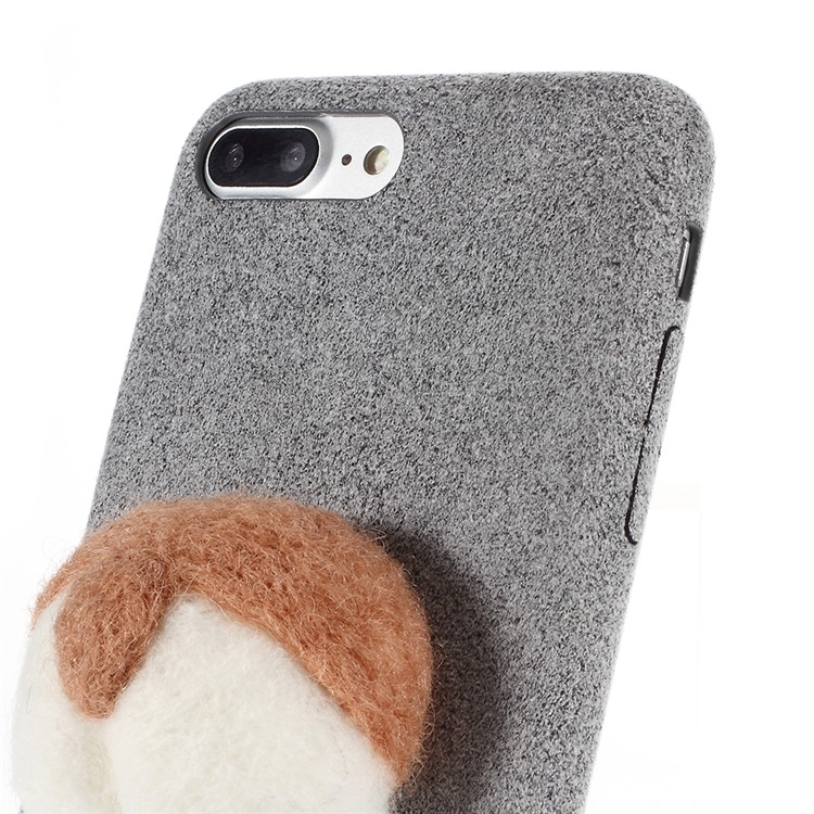 3D Dog's Tail Microfiber Coated Hard Plastic Case for iPhone 7 Plus - Grey-6