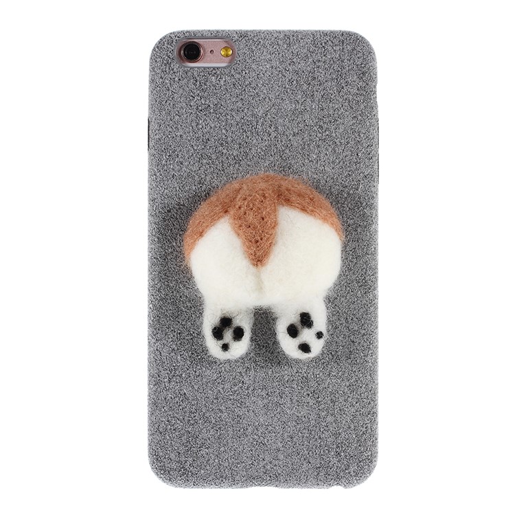 3D Dog's Tail Microfiber Coated Plastic Shell for iPhone 6s 6 - Grey-2