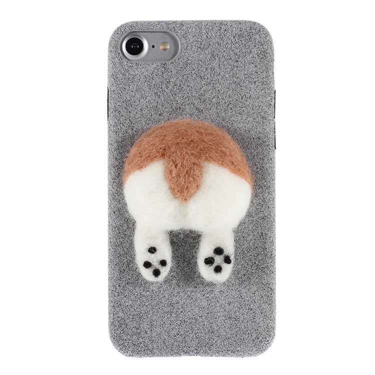 3D Dog's Tail Microfiber Coated Hard PC Case for iPhone 7 - Grey-2