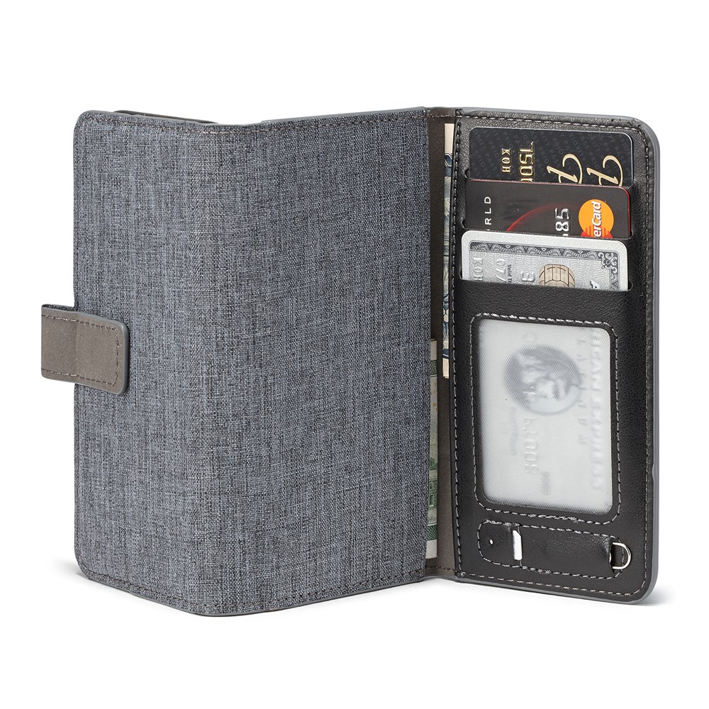 MUXMA Tri-fold Detachable 2-in-1 Wallet Canvas Leather Stand Mobile Phone Case for iPhone 7 - Black-13