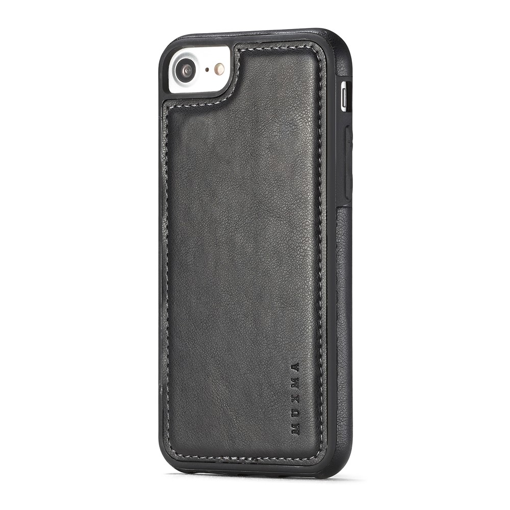 MUXMA Tri-fold Detachable 2-in-1 Wallet Canvas Leather Stand Mobile Phone Case for iPhone 7 - Black-14