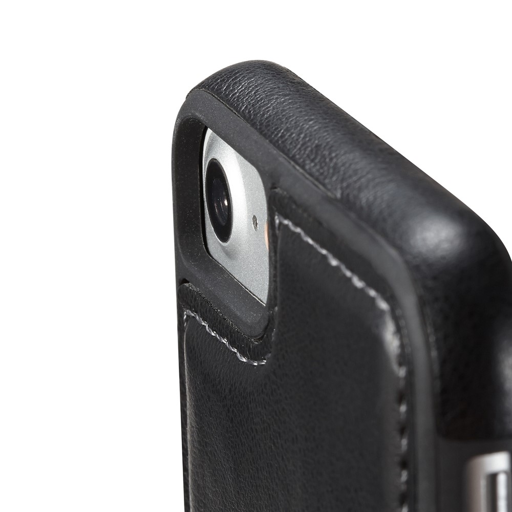 MUXMA Tri-fold Detachable 2-in-1 Wallet Canvas Leather Stand Mobile Phone Case for iPhone 7 - Black-16
