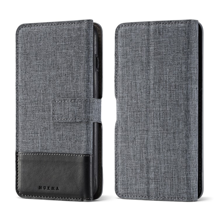 MUXMA Tri-fold Detachable 2-in-1 Wallet Canvas Leather Stand Mobile Shell for iPhone 7 Plus - Black-1