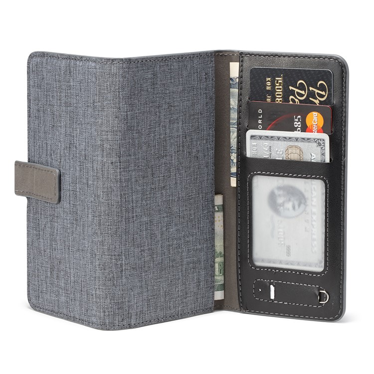 MUXMA Tri-fold Detachable 2-in-1 Wallet Canvas Leather Stand Mobile Shell for iPhone 7 Plus - Black-13