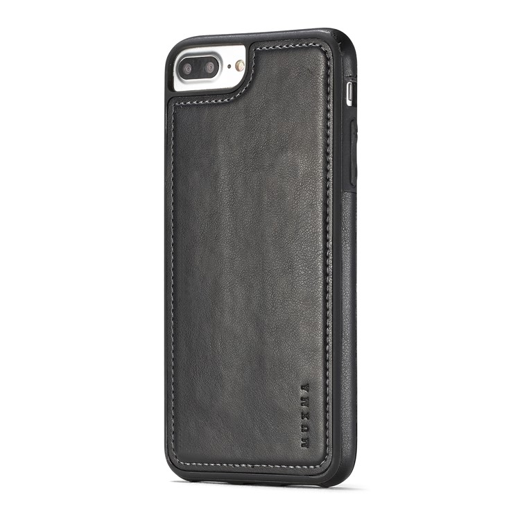 MUXMA Tri-fold Detachable 2-in-1 Wallet Canvas Leather Stand Mobile Shell for iPhone 7 Plus - Black-14