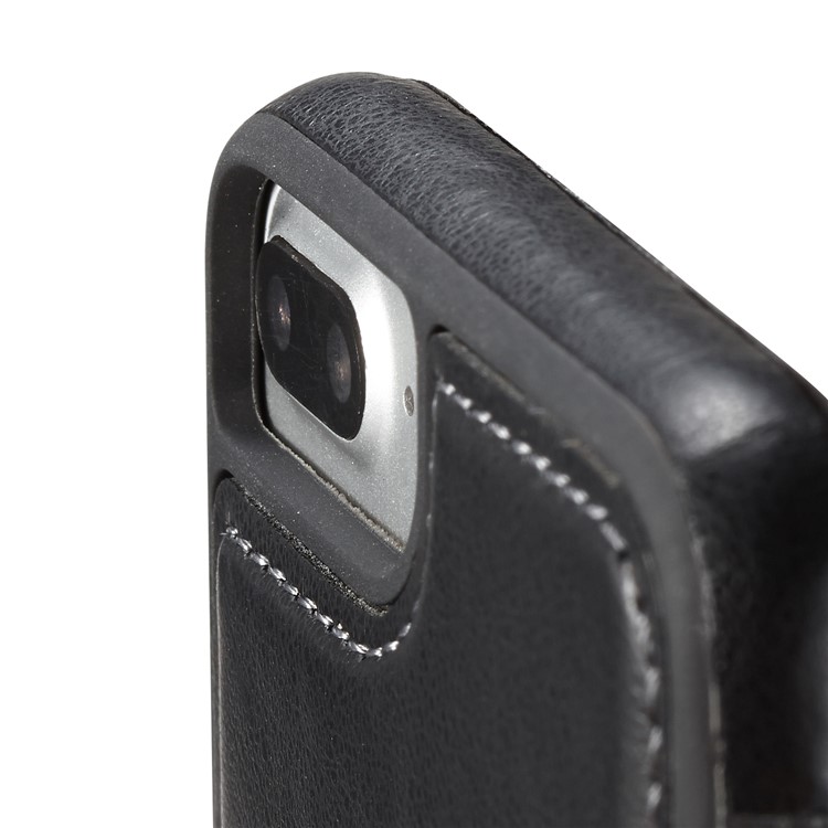 MUXMA Tri-fold Detachable 2-in-1 Wallet Canvas Leather Stand Mobile Shell for iPhone 7 Plus - Black-16