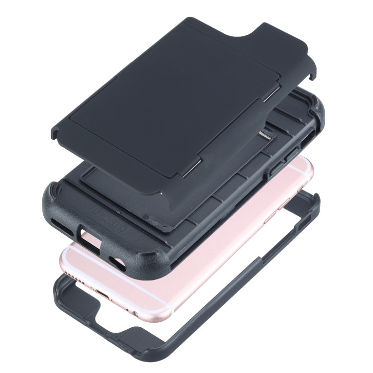 Drop-resistant PC + TPU Kickstand Combo Case with Card Holder for iPhone 6/6s 4.7-inch - Black-13