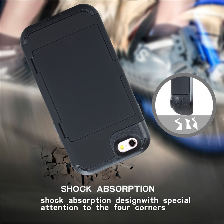 Drop-resistant PC + TPU Kickstand Combo Case with Card Holder for iPhone 6/6s 4.7-inch - Black-2