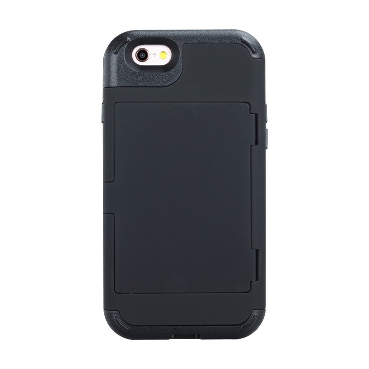 Drop-resistant PC + TPU Kickstand Combo Case with Card Holder for iPhone 6/6s 4.7-inch - Black-3