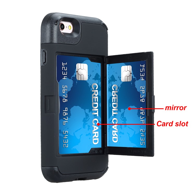 Drop-resistant PC + TPU Kickstand Combo Case with Card Holder for iPhone 6/6s 4.7-inch - Black-7