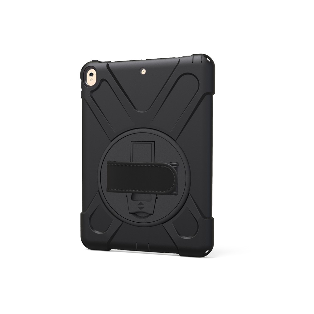 360 Degree Swivel Kickstand PC + Silicone Combo Case with Hand Holder Strap for iPad Pro 10.5-inch (2017) - Black-1