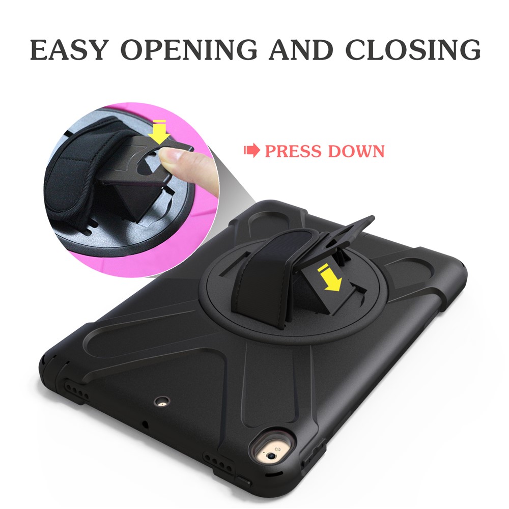 360 Degree Swivel Kickstand PC + Silicone Combo Case with Hand Holder Strap for iPad Pro 10.5-inch (2017) - Black-9