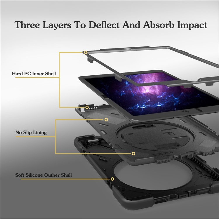 For iPad Pro 10.5 (2017) 360 Rotation Pirate Master PC + TPU Kickstand Hybrid Casing - Black-4