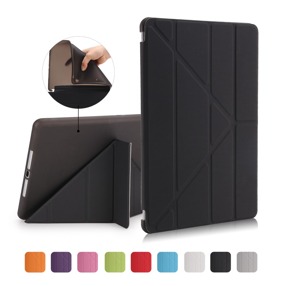 Pour Ipad 9.7 (2018) / (2017) Case de Tablette Intelligente PU Leather + TPU Origami Stand Cover - Noir