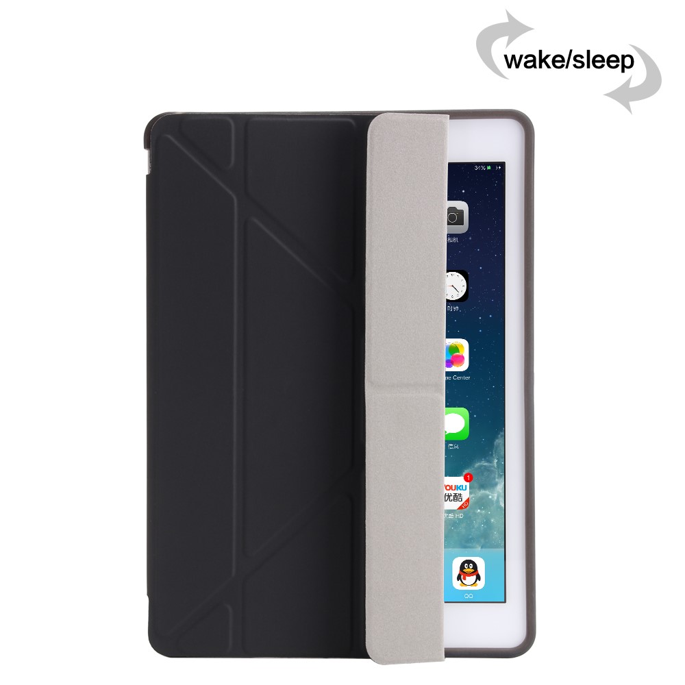 Origami Smart PU Leather + TPU Tablet Cover for iPad 9.7 (2017) - Black-7
