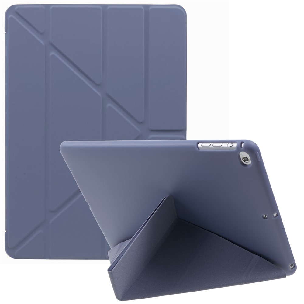 For iPad 9.7 (2018)  /  (2017) Smart Tablet Case PU Leather + TPU Origami Stand Cover - Lavender Grey