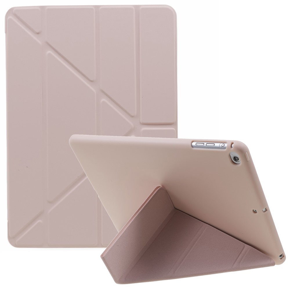 For iPad 9.7 (2018)  /  (2017) Smart Tablet Case PU Leather + TPU Origami Stand Cover - Light Pink