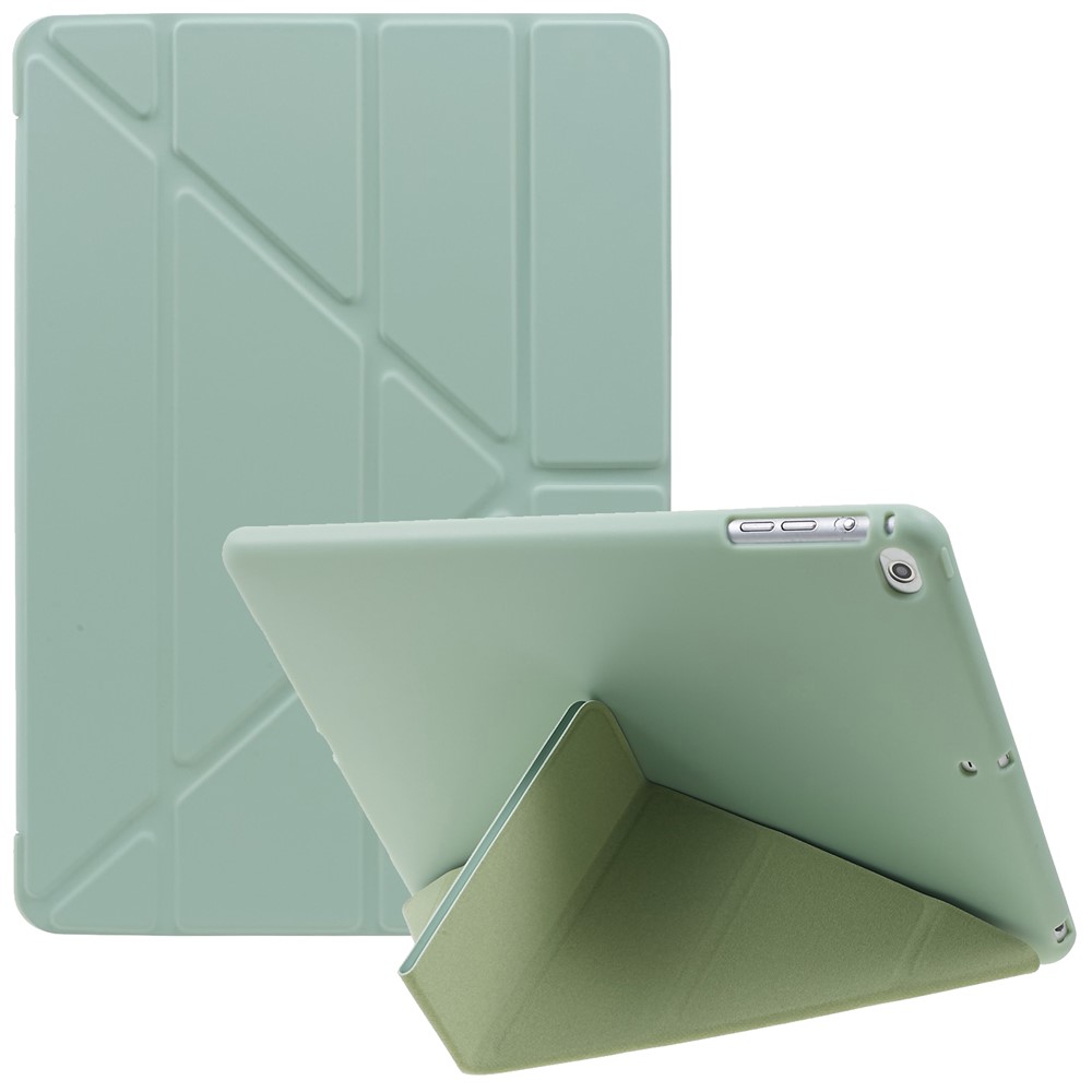 For iPad 9.7 (2018)  /  (2017) Smart Tablet Case PU Leather + TPU Origami Stand Cover - Matcha Green