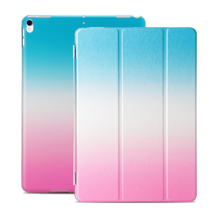 Gradient Color Tri-fold Stand Leather Case for iPad Pro 10.5 (2017) - Blue + Pink-2