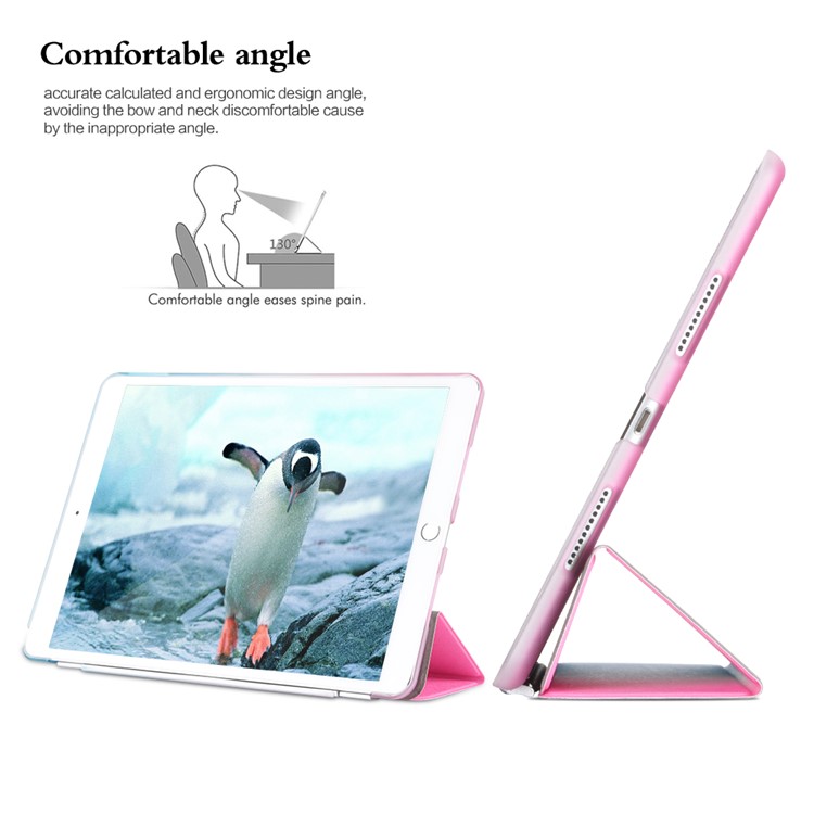Gradient Color Tri-fold Stand Leather Case for iPad Pro 10.5 (2017) - Blue + Pink-5