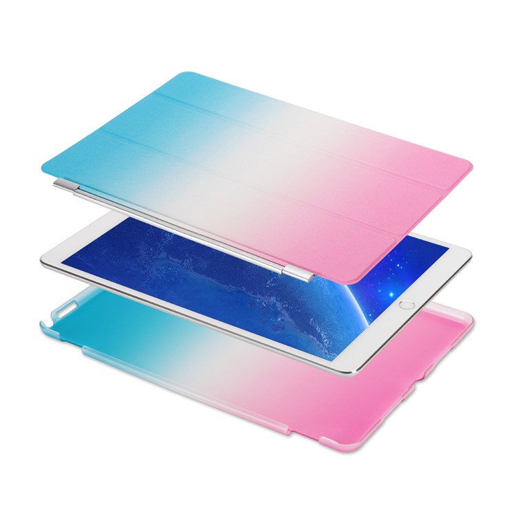 Gradient Color Tri-fold Stand Leather Case for iPad Pro 10.5 (2017) - Blue + Pink-6