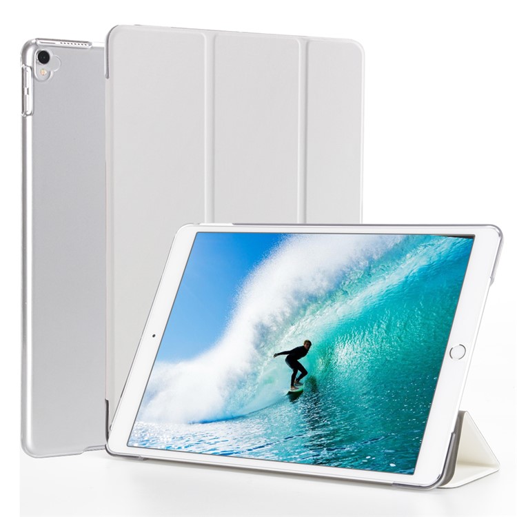 Tri-fold Stand Auto-wake/sleep Leather Protector Cover for iPad Air 10.5 (2019) / Pro 10.5 (2017) - White-1