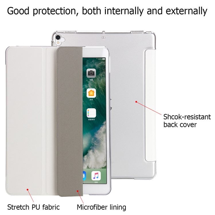 Tri-fold Stand Auto-wake/sleep Leather Protector Cover for iPad Air 10.5 (2019) / Pro 10.5 (2017) - White-2