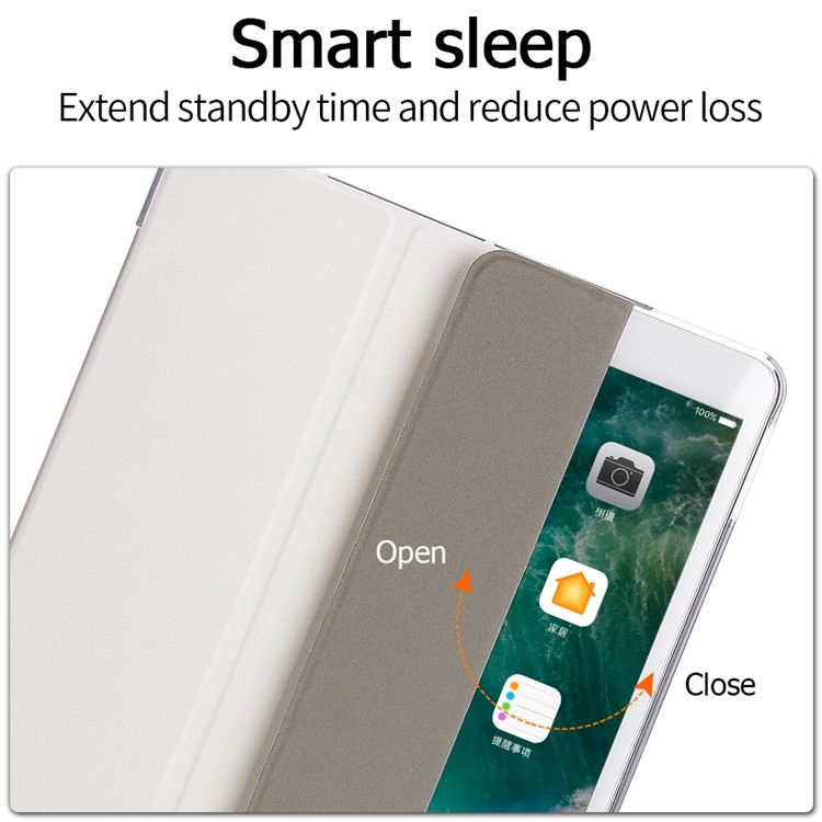 Tri-fold Stand Auto-wake/sleep Leather Protector Cover for iPad Air 10.5 (2019) / Pro 10.5 (2017) - White-6