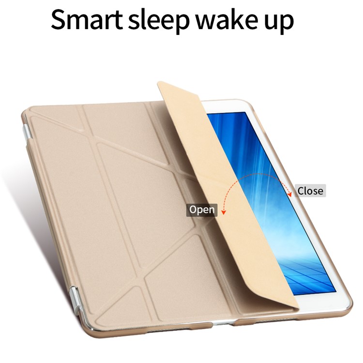 Risvegliare 2-fra-1 PC Companion Casingl + Origami Stand Smart Leather copertura per iPad Pro 10,5 pollici(2017) - Oro-2