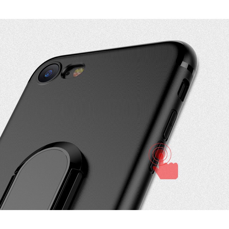Matte Finish Ring Holder Kickstand Flexible TPU Case with Built-in Magnetic Metal Sheet for iPhone 7 - Black-10