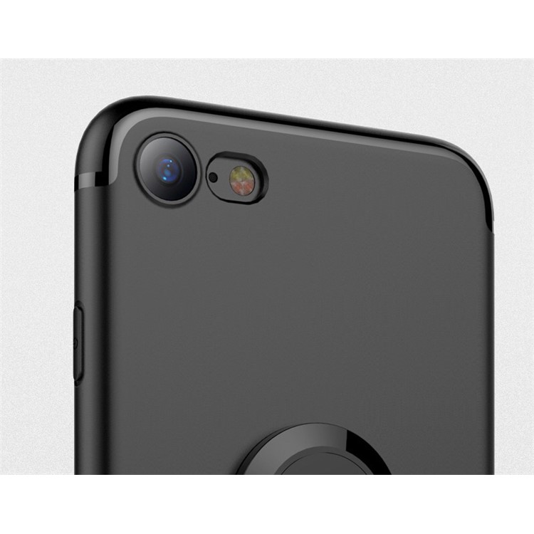 Matte Finish Ring Holder Kickstand Flexible TPU Case with Built-in Magnetic Metal Sheet for iPhone 7 - Black-11