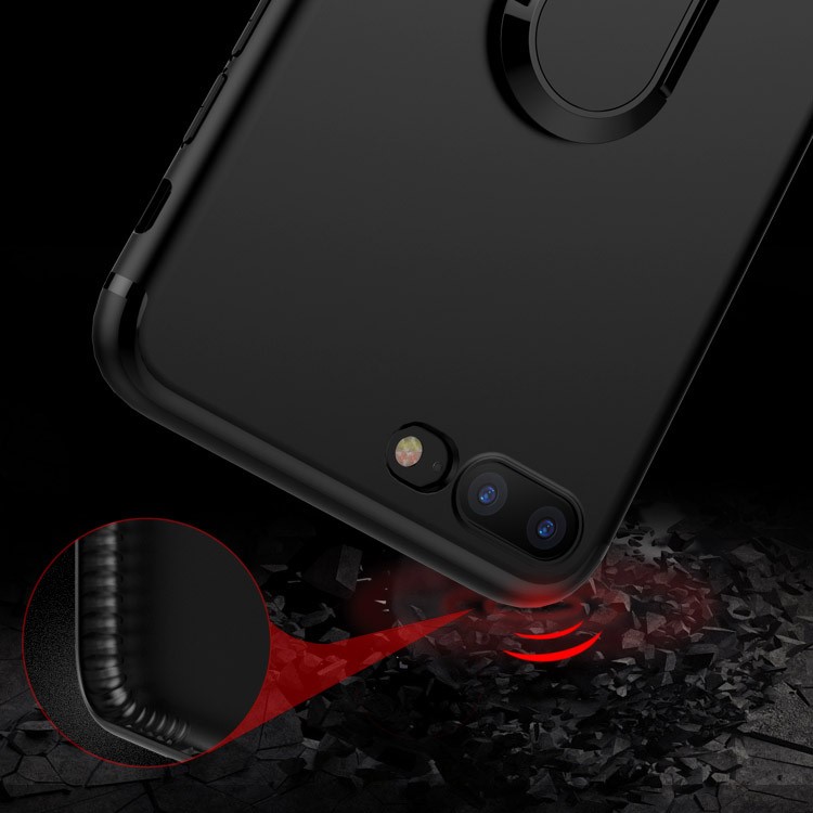 Magnetic Ring Holder Kickstand Matte TPU Phone Case for iPhone 7 Plus - Black-11
