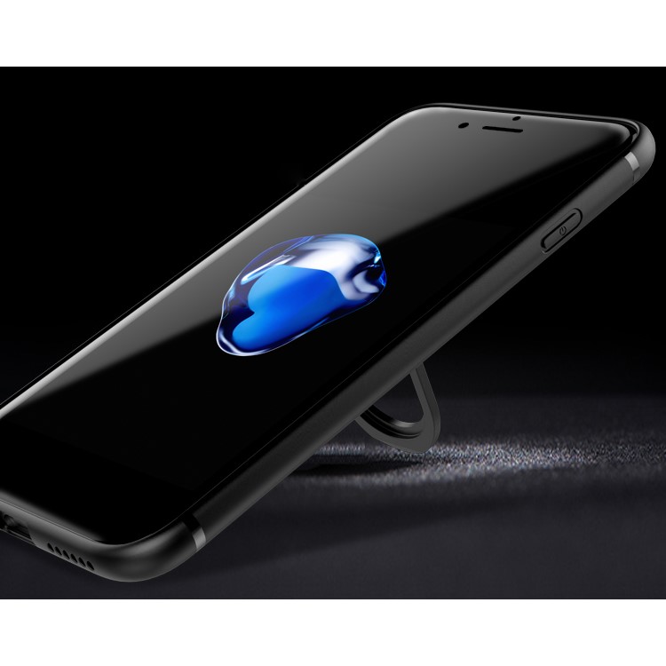 Magnetic Ring Holder Kickstand Matte TPU Phone Case for iPhone 7 Plus - Black-13