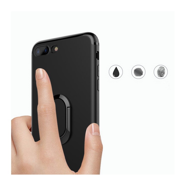 Magnetic Ring Holder Kickstand Matte TPU Phone Case for iPhone 7 Plus - Black-14