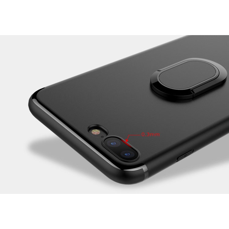 Magnetic Ring Holder Kickstand Matte TPU Phone Case for iPhone 7 Plus - Black-6