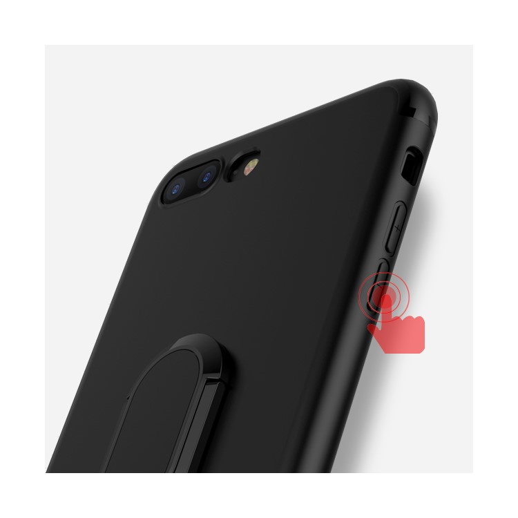 Magnetic Ring Holder Kickstand Matte TPU Phone Case for iPhone 7 Plus - Black-7