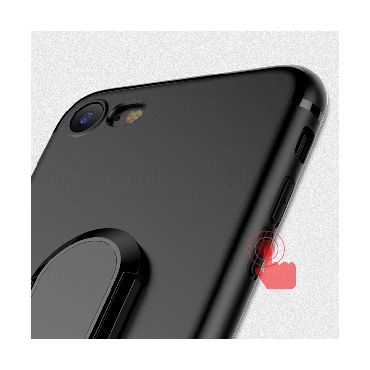 For iPhone 6s Plus / 6 Plus Magnetic Ring Holder Kickstand Matte TPU Phone Case - Black-11