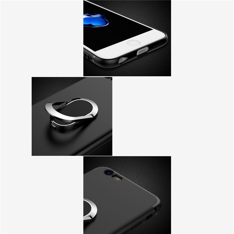 For iPhone 6s Plus / 6 Plus Magnetic Ring Holder Kickstand Matte TPU Phone Case - Black-12